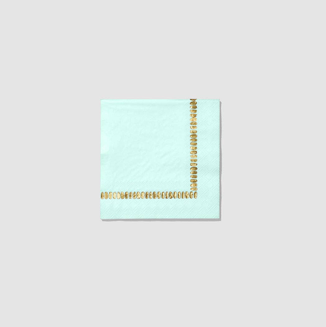 Mint Brushstroke Cocktail Napkins (25 per pack)