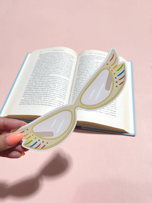Winged Glasses Die Cut Bookmark