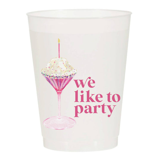We Like To Party Martini Frosted Cups - Birthday