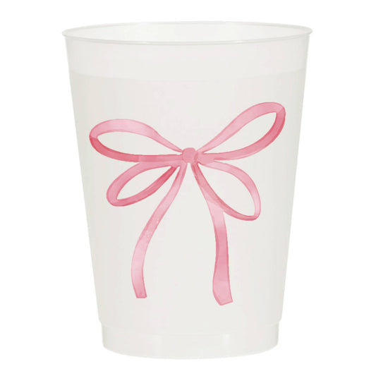 Pink Watercolor Bow Frosted Cups - Valentine's Day