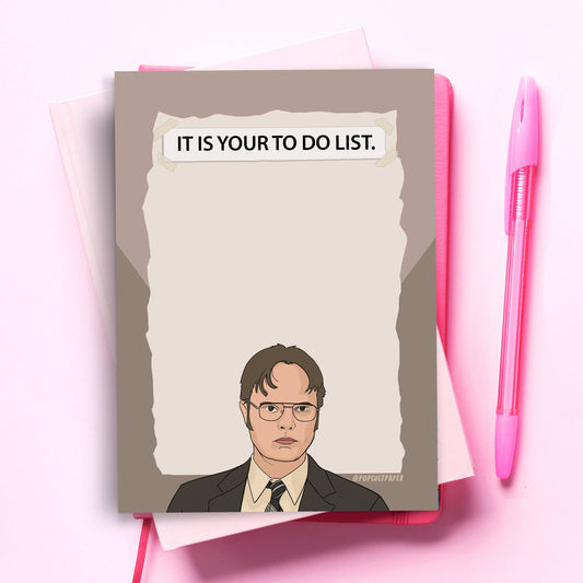 The Office Dwight Funny Notepad - Pop Culture To Do List