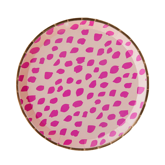Pink Dalmatian Print Dinner Plates - 8 Pk.