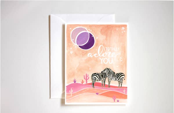 I Totally Adore You Zebras Card
