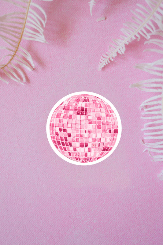 Pink Disco Ball Vinyl Sticker