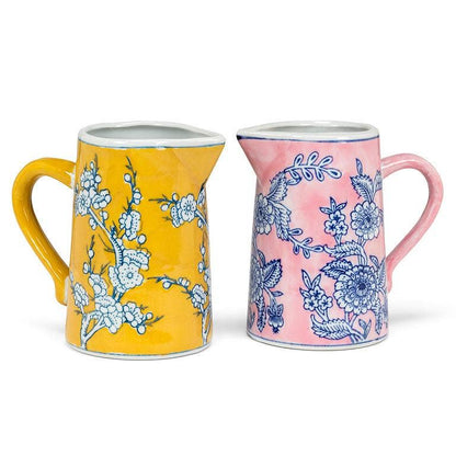 Small Floral Jug-7"H(22oz): Pink