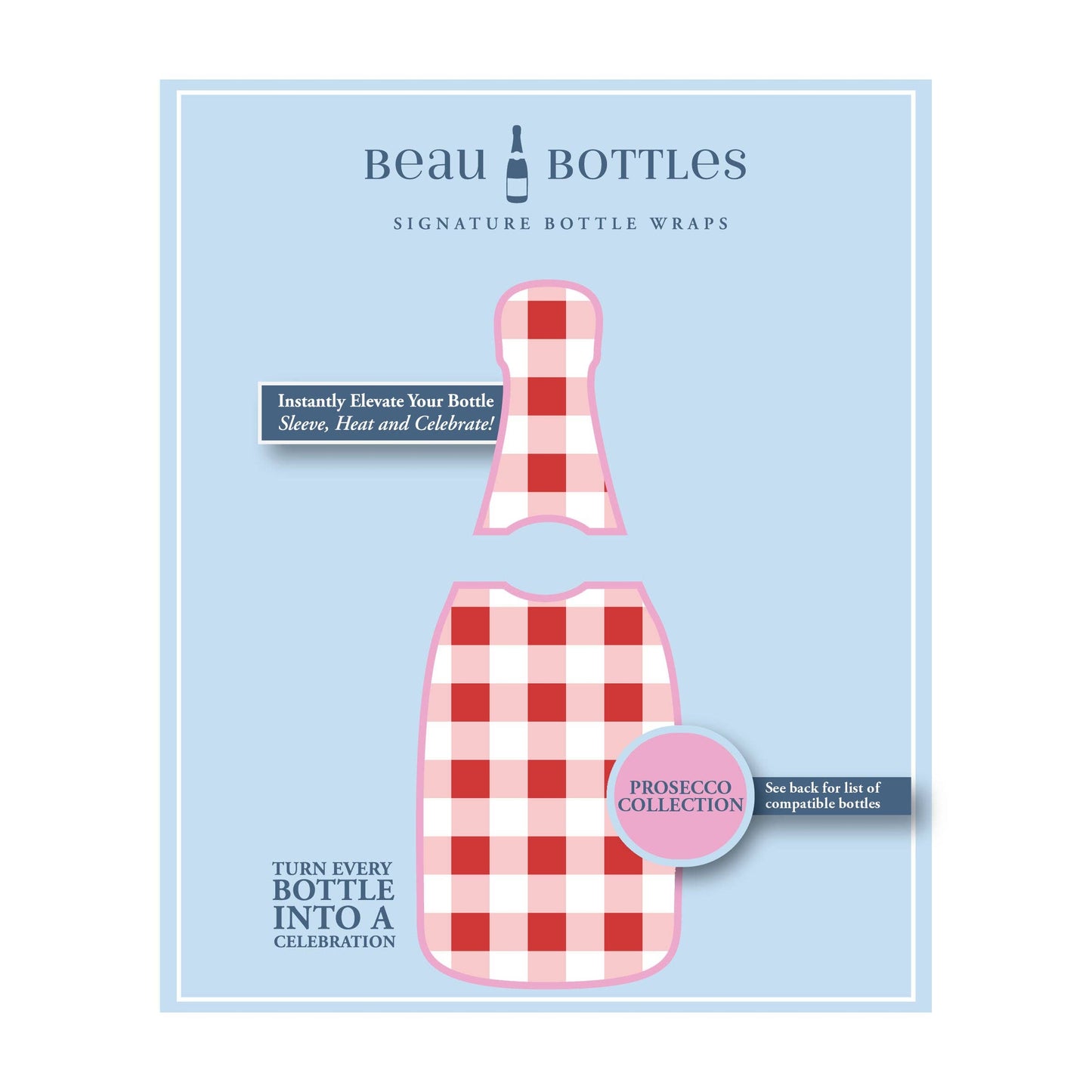 Beau Bottles Red and White Gingham - Prosecco Collection