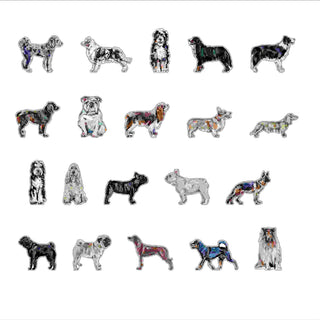 Collection of colorful dog illustrations on a white background