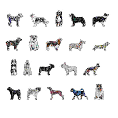 Collection of colorful dog illustrations on a white background