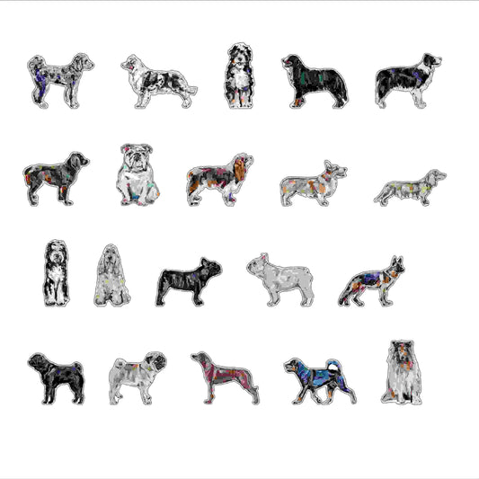 Different Dog Breeds: Acrylic Magnets