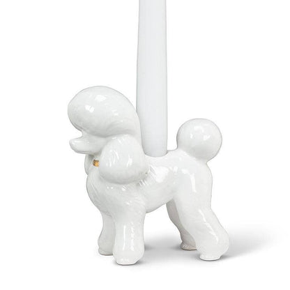 Poodle Taper Holder-White-4.5"L