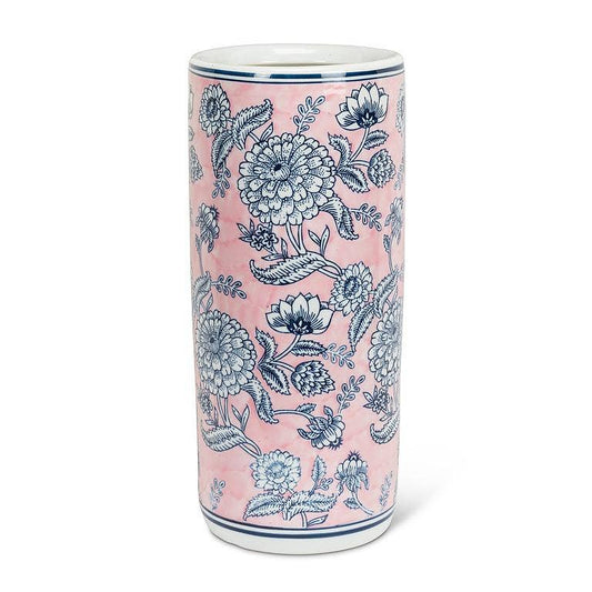 Floral Print Umbrella Stand-Pink & Blue-18"H