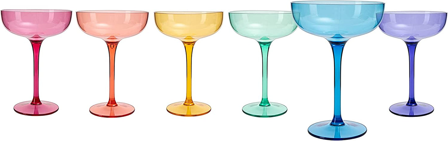 Set of 6- plastic coupe glasses 15oz