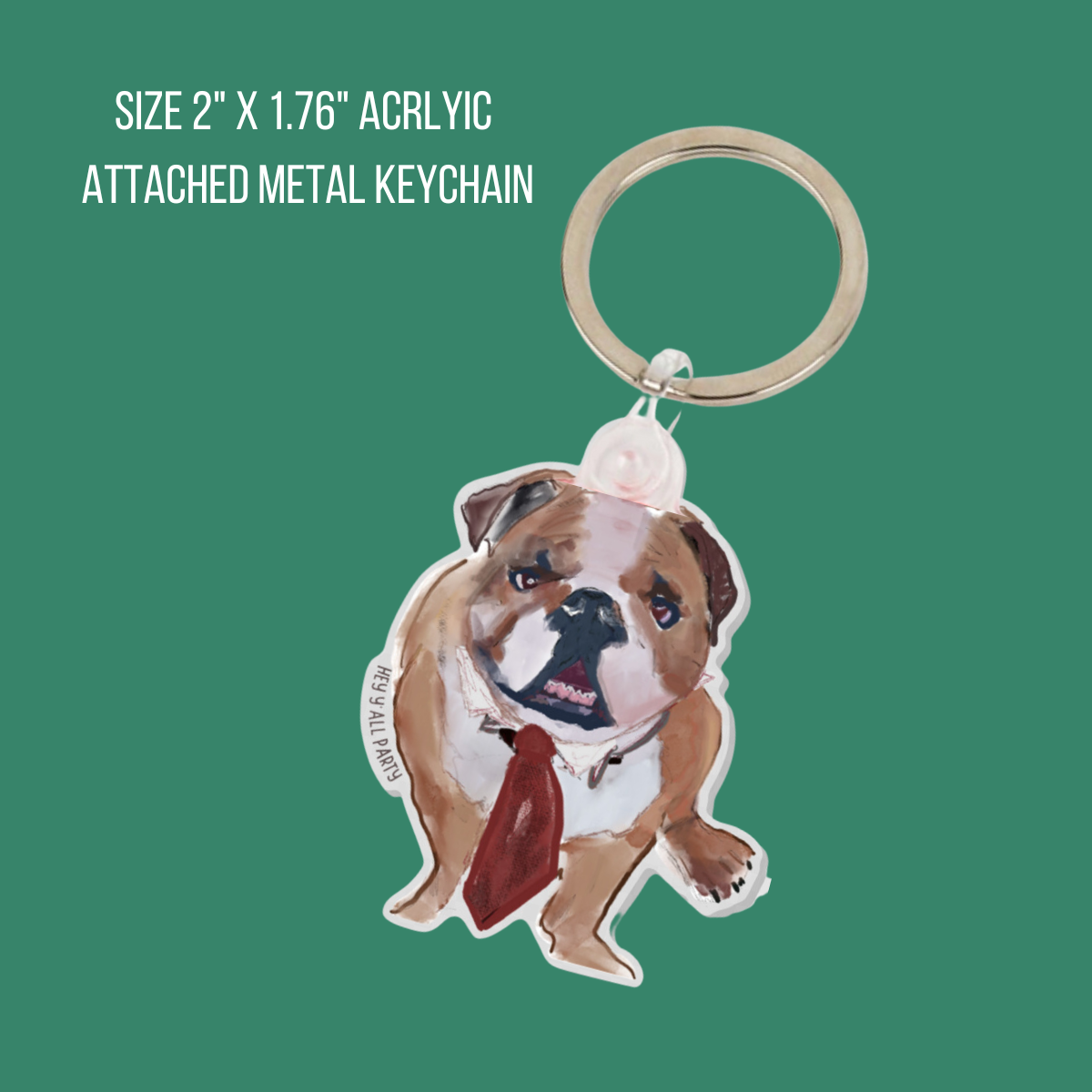 Bulldog Wearing NeckTie Acrylic Keychain