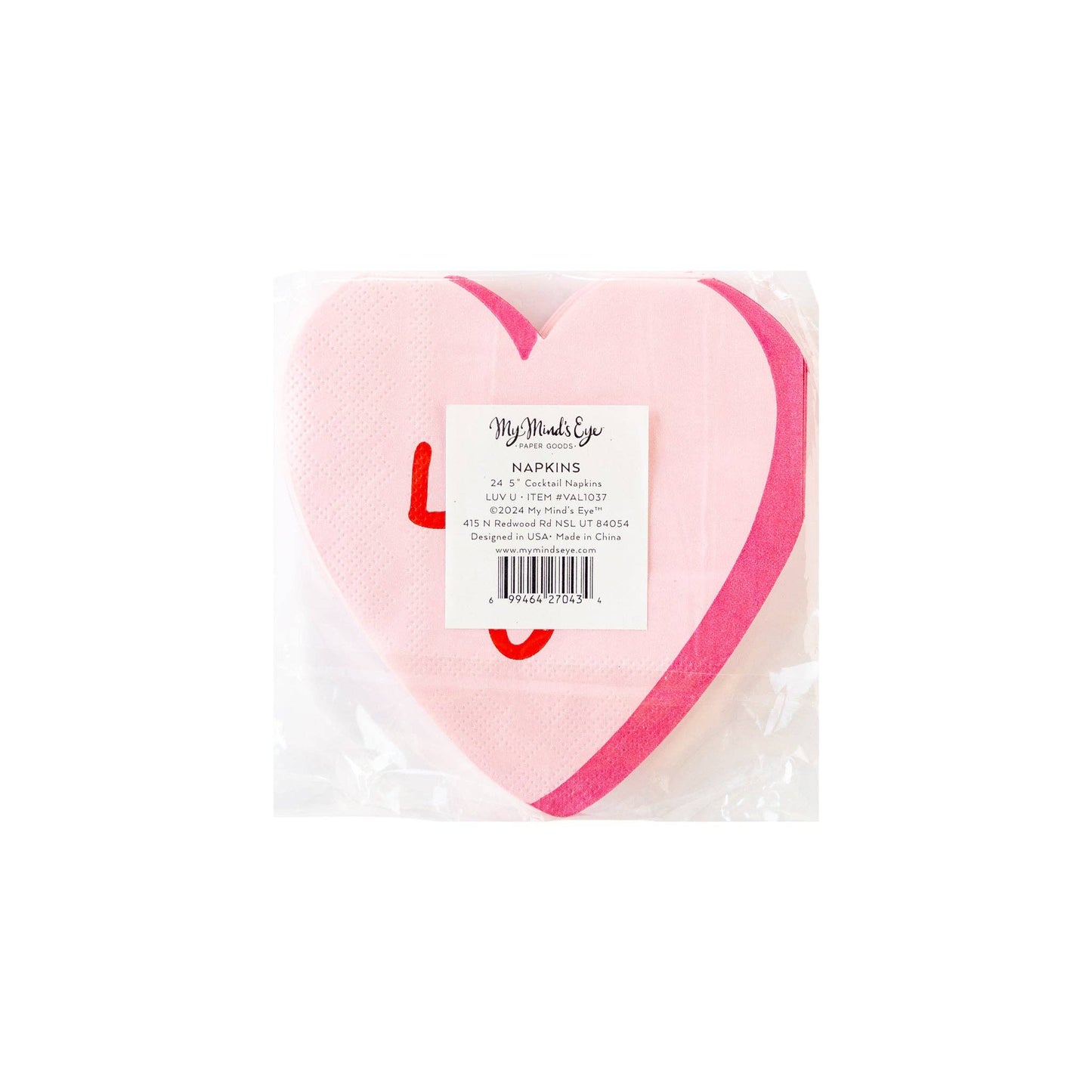 Luv U Heart Napkins 24ct