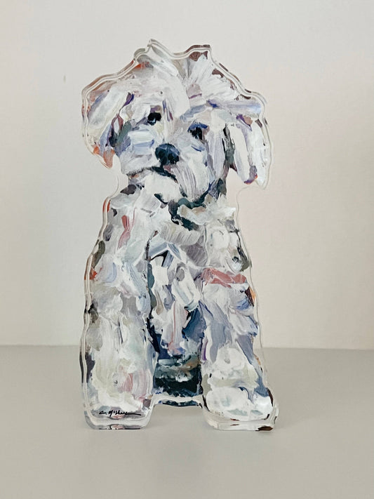 White Maltipoo Acrylic Small Shelfie