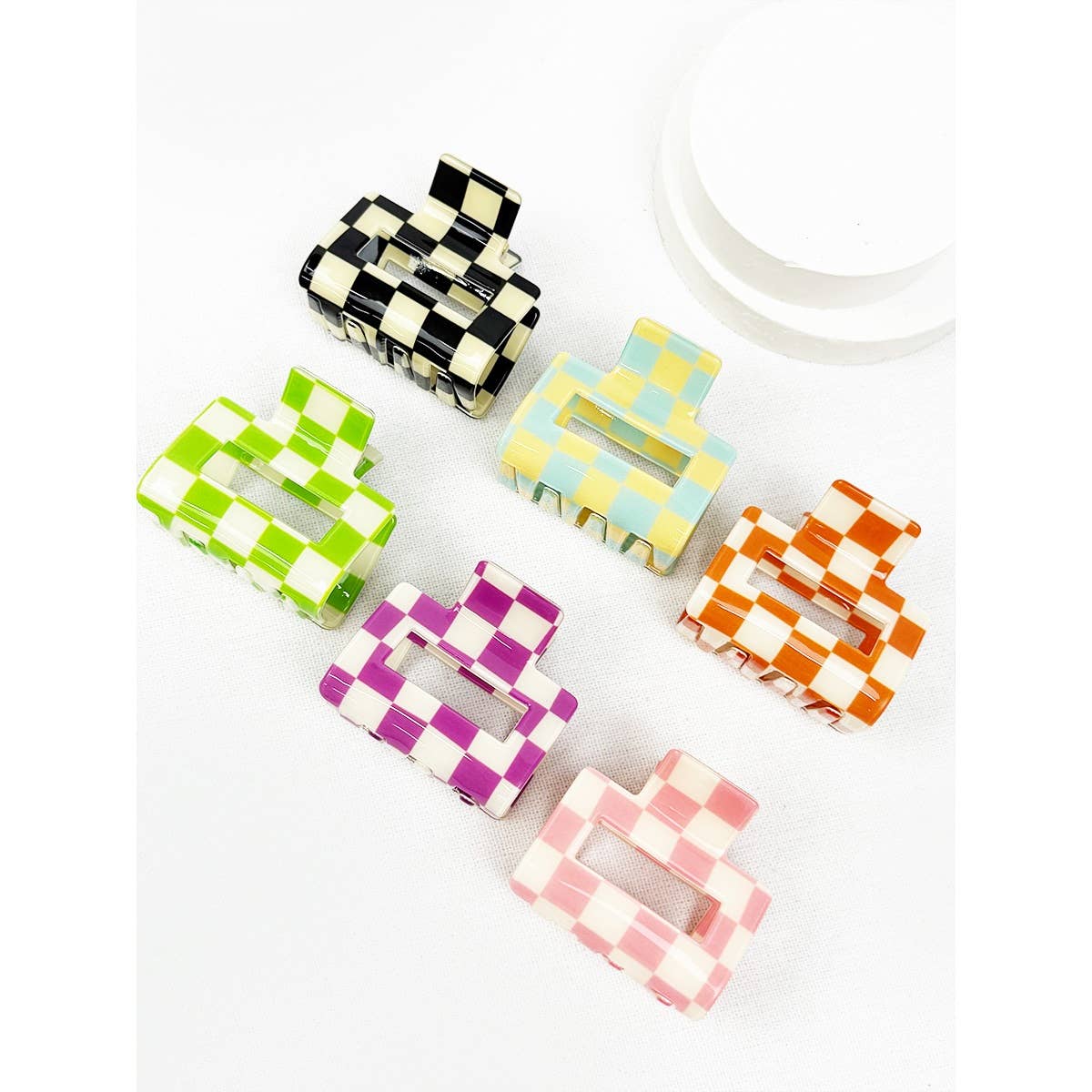 Colorful Checkered Medium Size Hair Claw