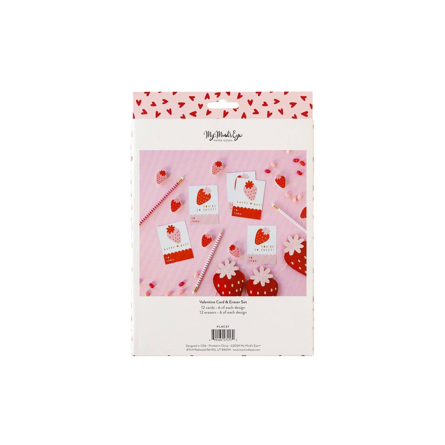 Strawberries and Hearts Valentine's Cards 12ct