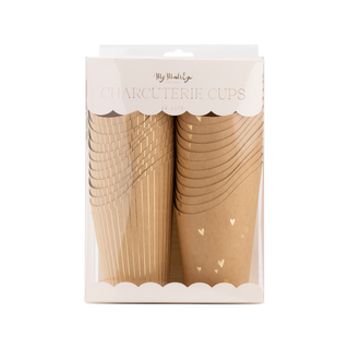Gold Foil Kraft Dots and Stripes Charcuterie Cups (24ct)