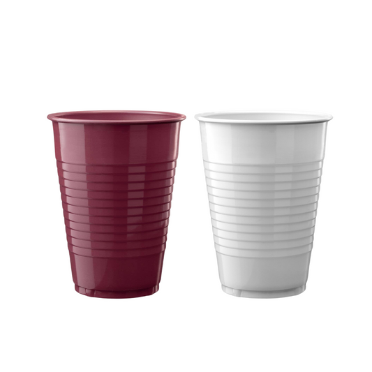 Maroon & White 12oz Plastic Cups -50ct