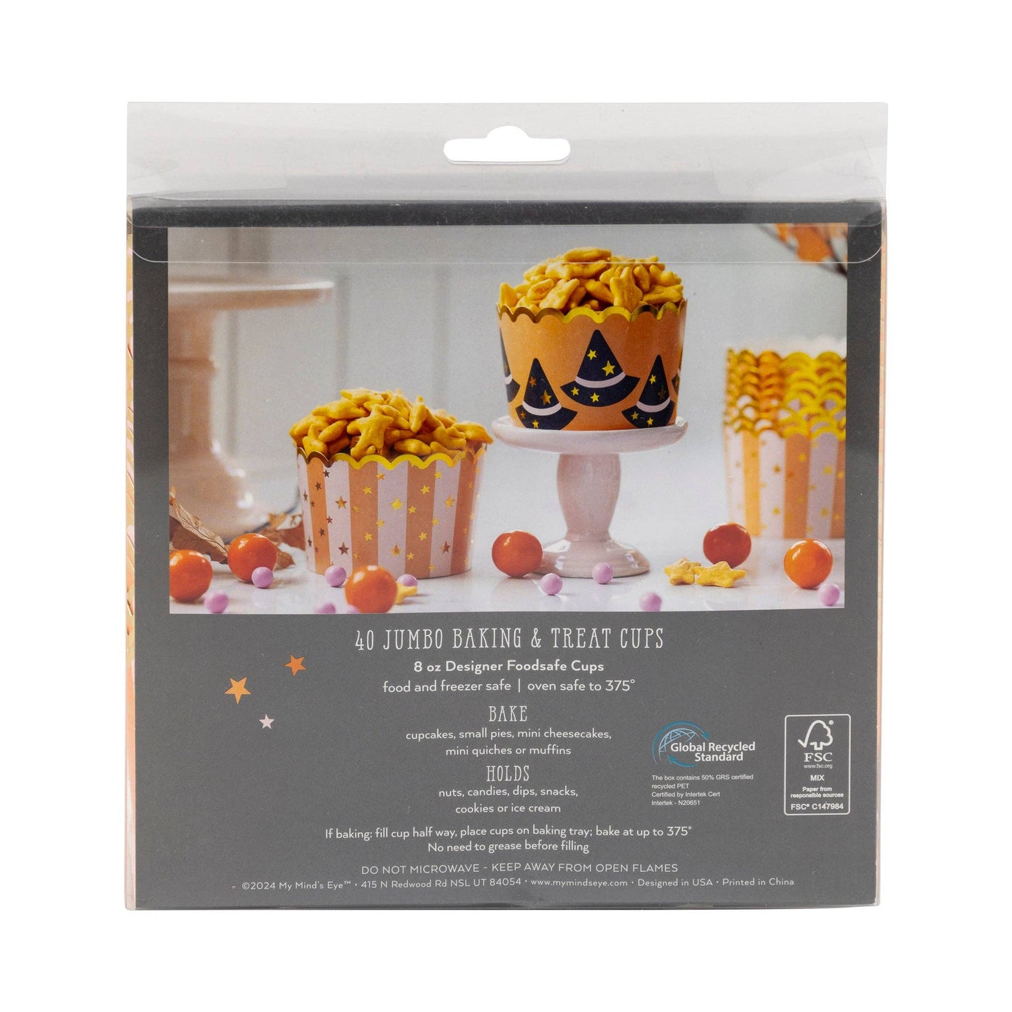 JUMBO Foil Witch Hats and Stars Baking Cups 40ct