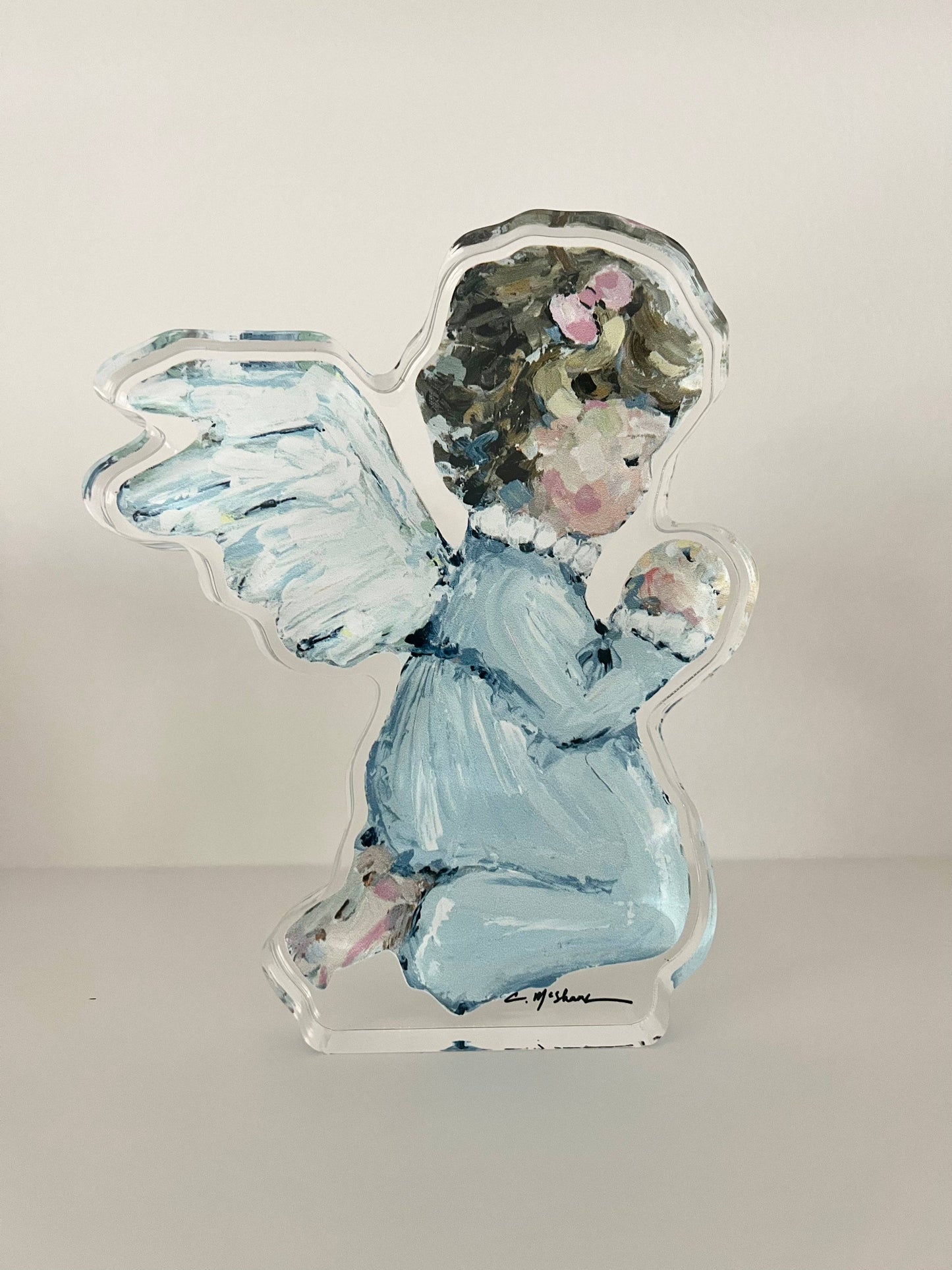 Tiny Wings: Brunette Girl- Acrylic Large Shelfie