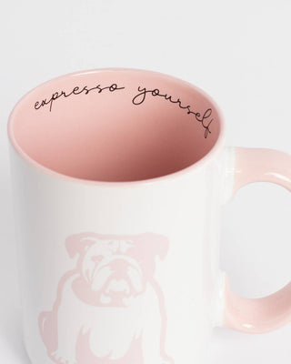 Bulldog Coffee Mug White/Light Pink   16oz