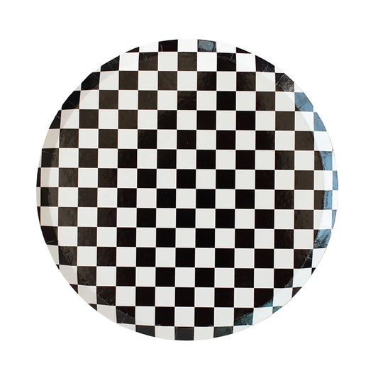 Check It! Classic Black & White Plates - 2 Size Options - 8 Pk.