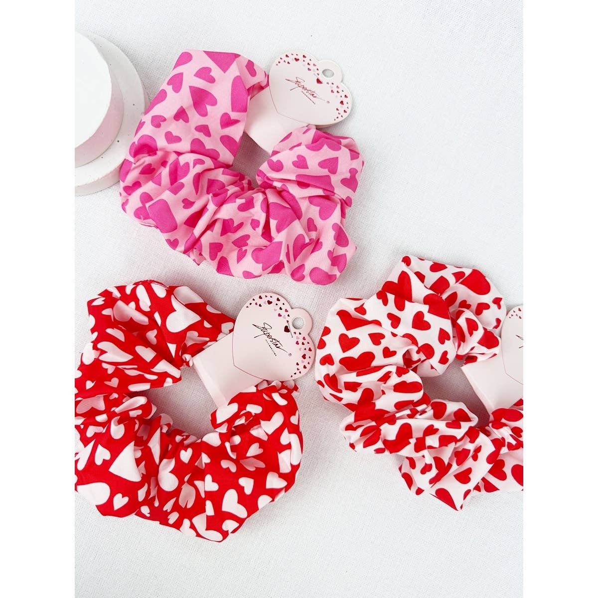 Heart Pattern Jumbo Hair Scrunchies