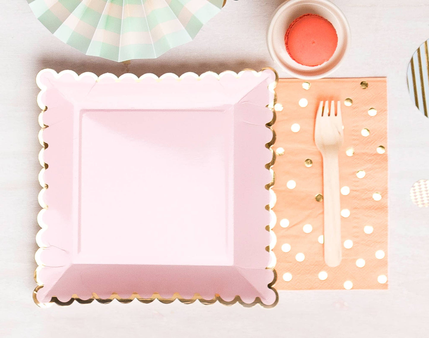 Blush and Gold Scalloped Plates 8ct