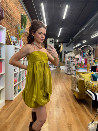 Lime Light Bubble Mini Dress