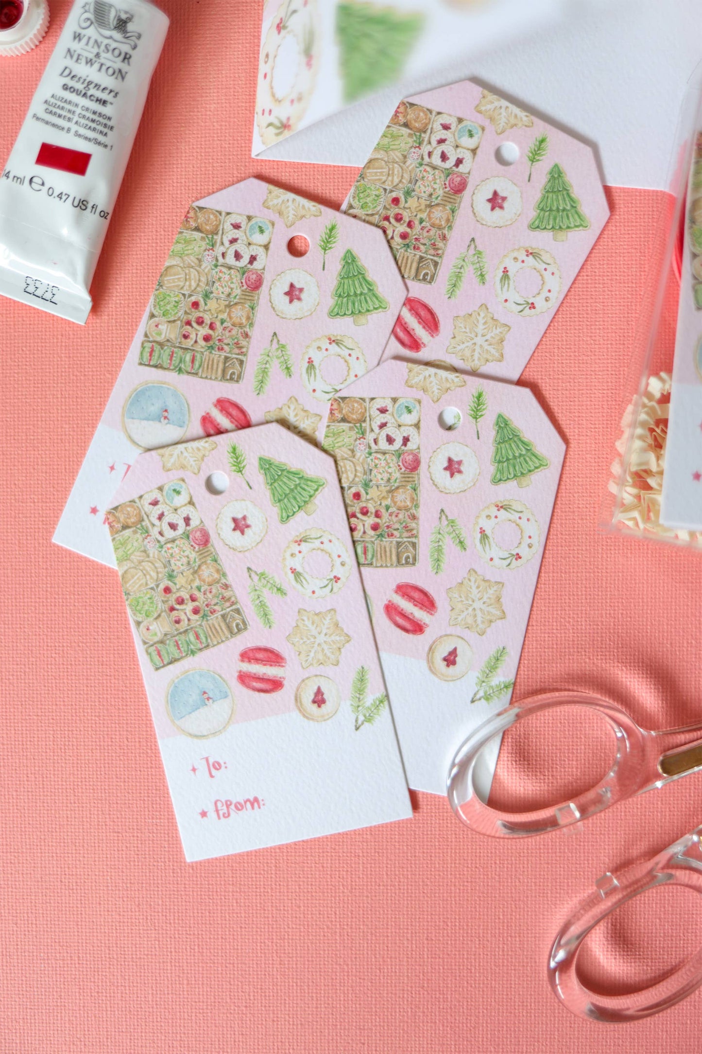 Gift tags for Christmas with cookies 