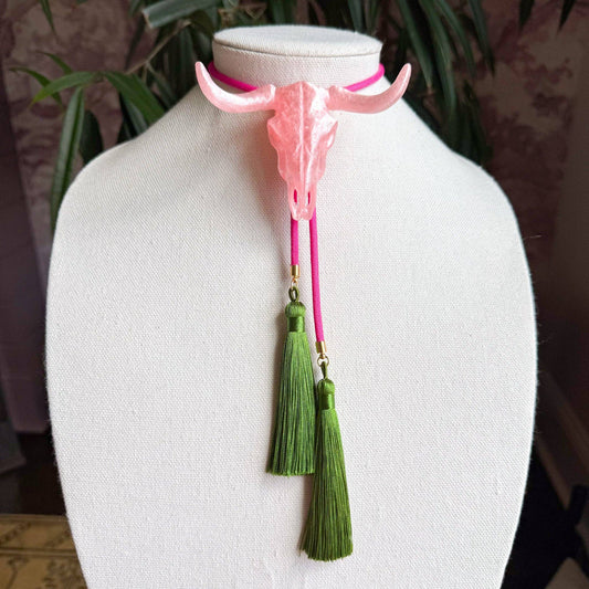 Longhorn Bolo Quartz Pink with Fuchsia & Olive