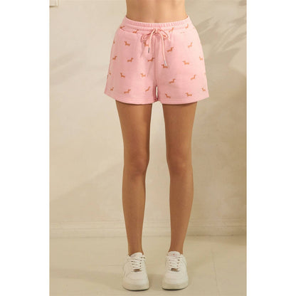 Pink Dachshund/Weiner Dog Printed Shorts S-L