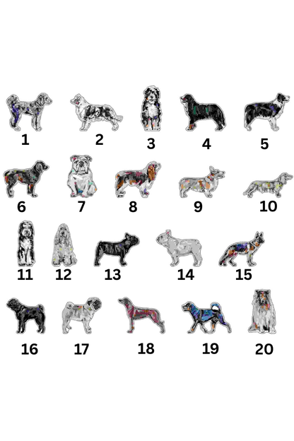 Different Dog Breeds: Acrylic Magnets