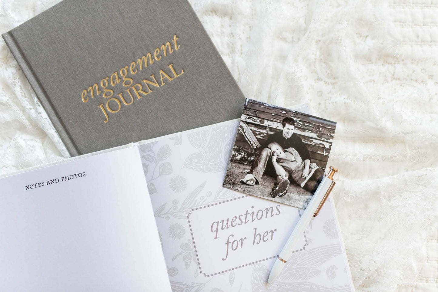 Engagement Journal | Gift for New Brides | Book for Couples: Ivory