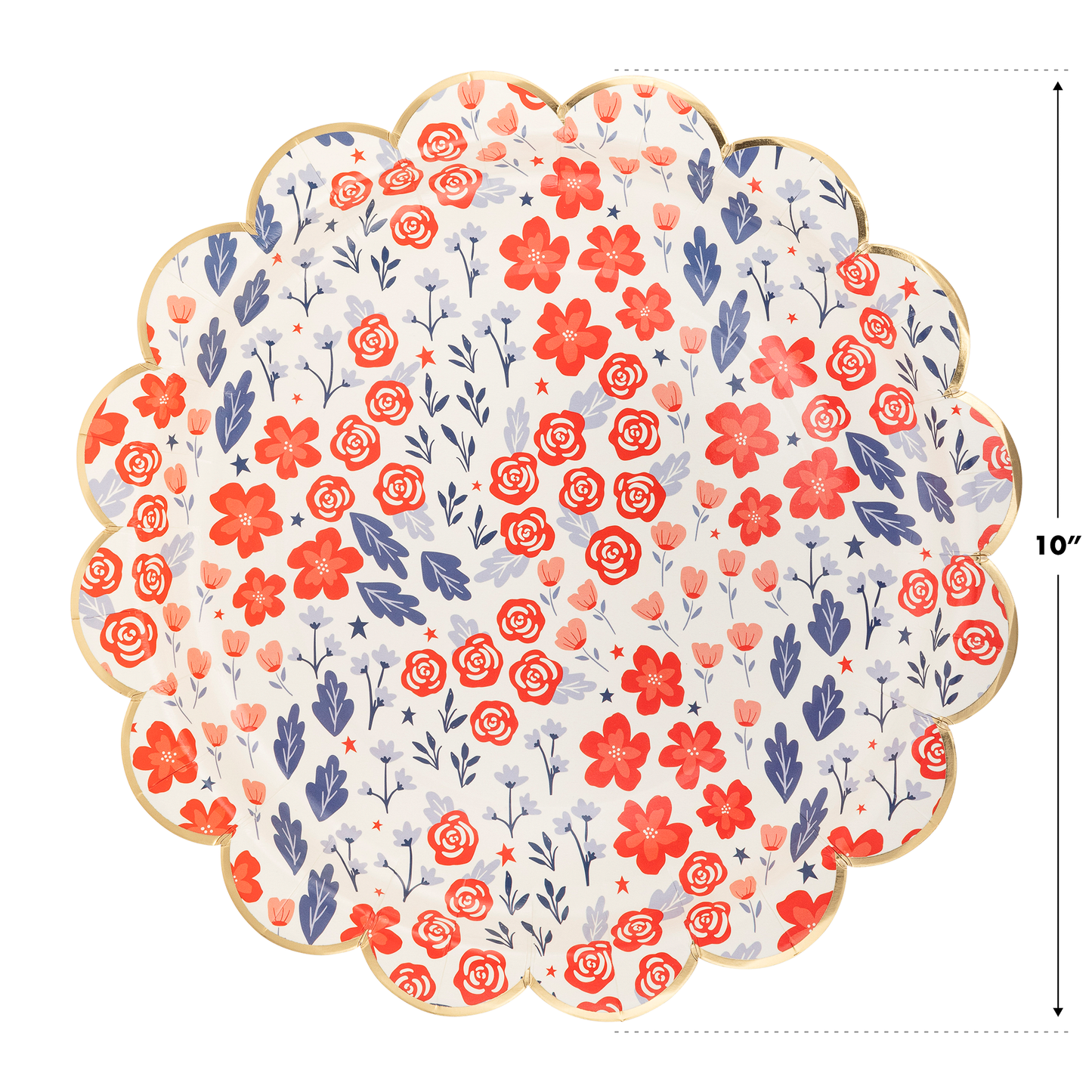 Red & Blue Floral Scatter Paper Plate 12ct