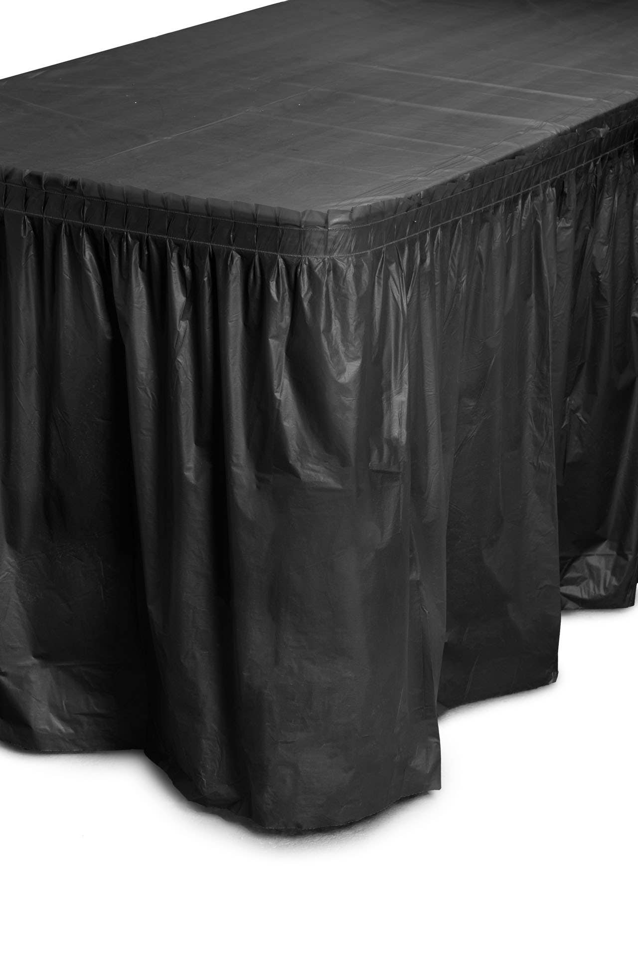 Black Disposable Plastic Table Skirt - 14 Ft