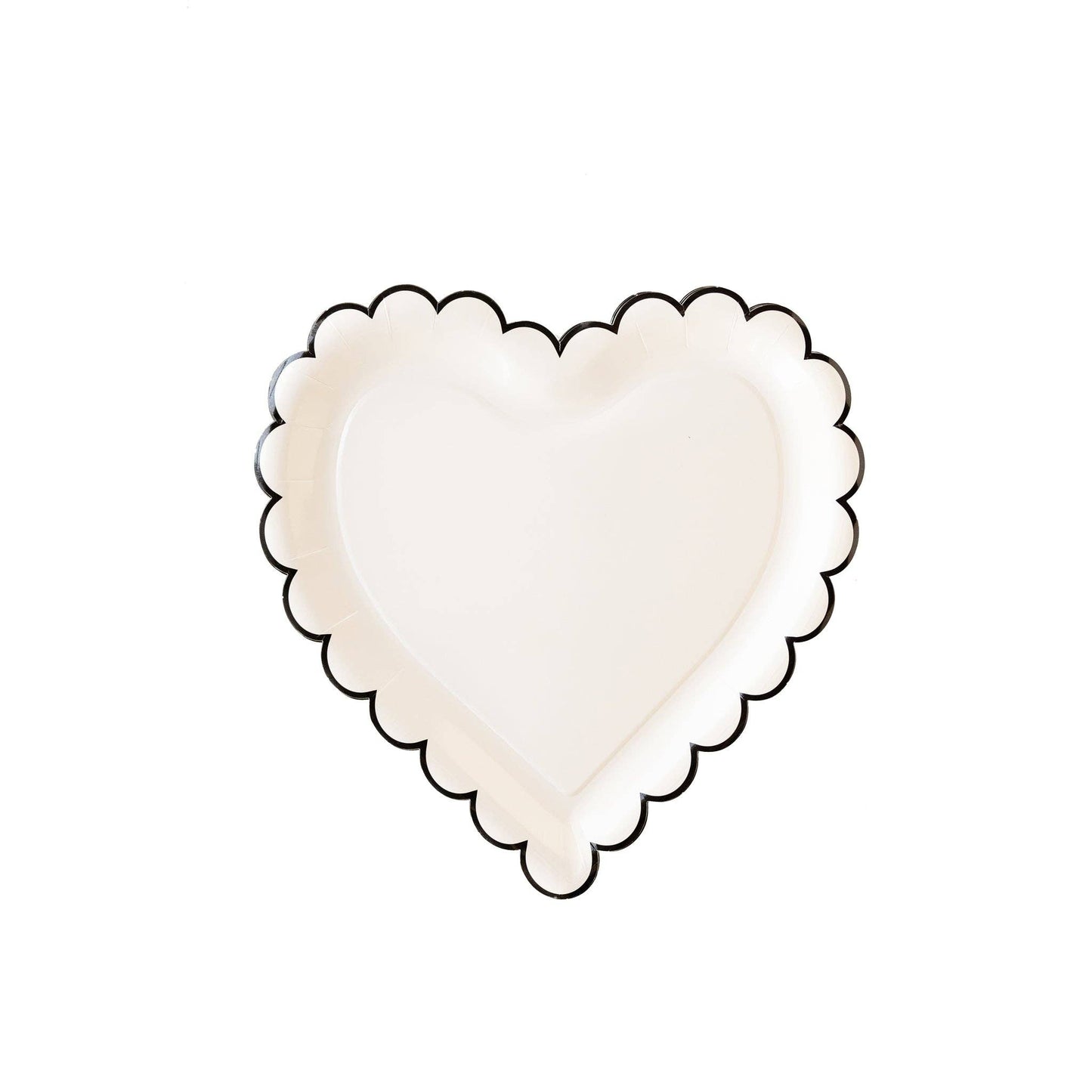 Scalloped Black/White Heart Plate 8ct