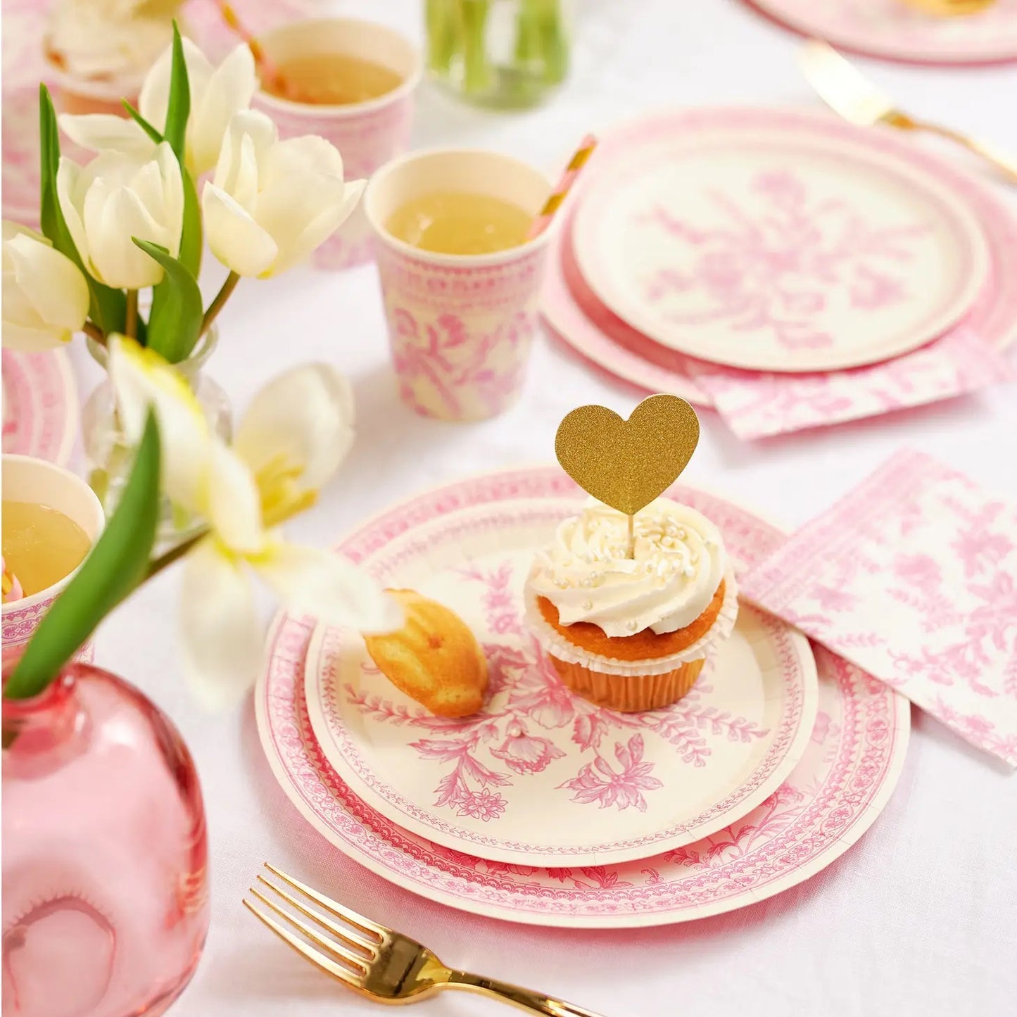 Pink Toile Cups- 10ct