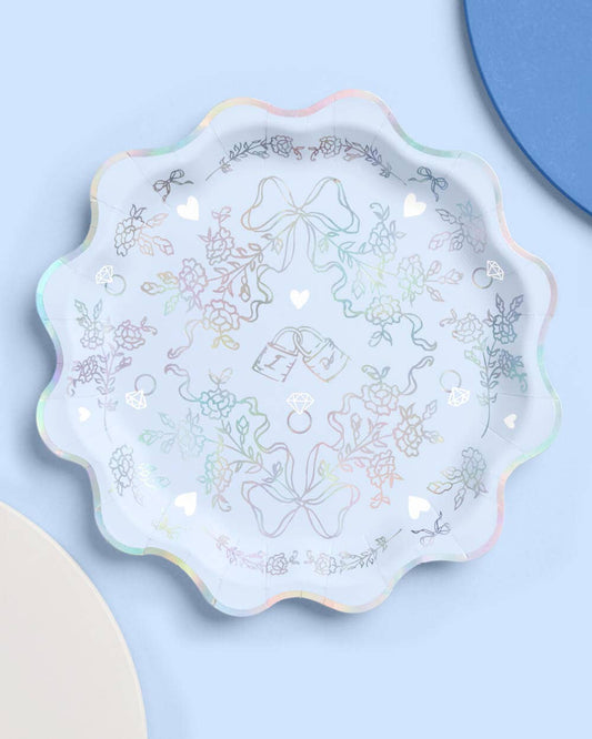 Something Blue Plates - 25 paper plates, bachelorette, bride