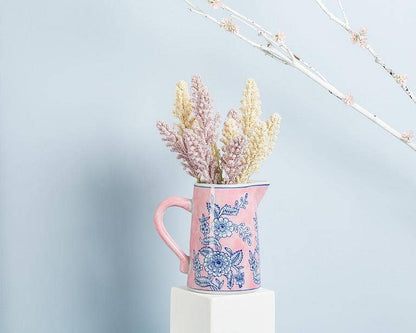 Small Floral Jug-7"H(22oz): Pink