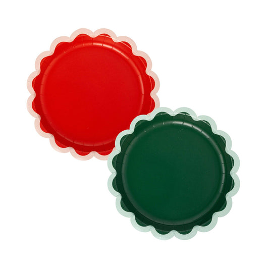 Red & Green Ric Rac Plates 8ct
