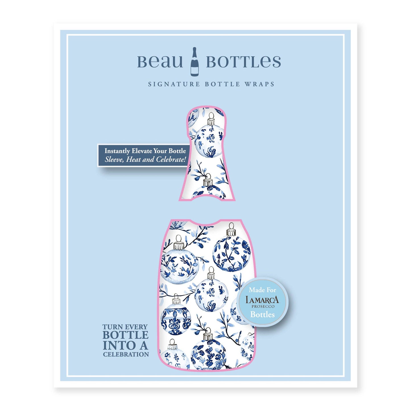 Beau Bottles Limited Edition Blue Ornaments- Prosecco Collection