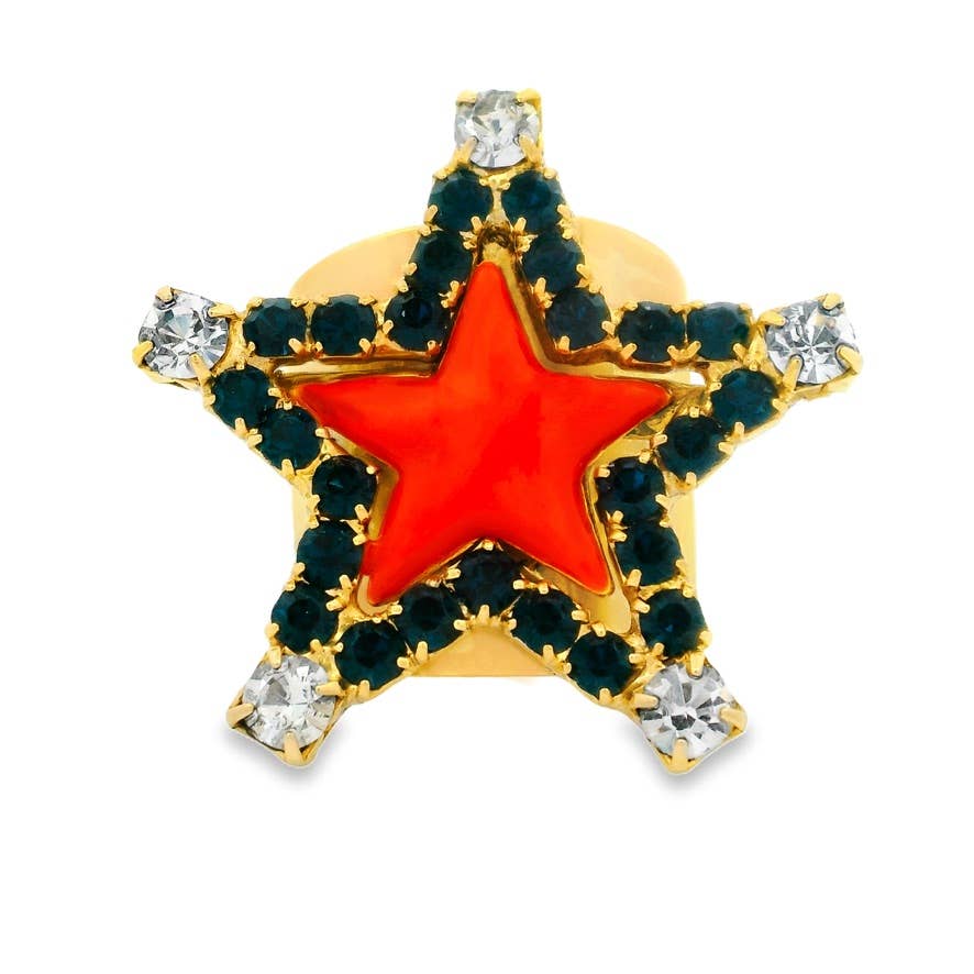 Super Star Ring In Enamel Orange