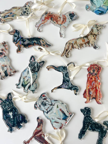 White Bulldog Acrylic Ornament