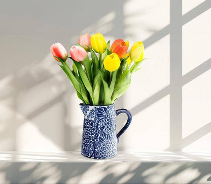Small Floral Jug-7"H(22oz): Pink