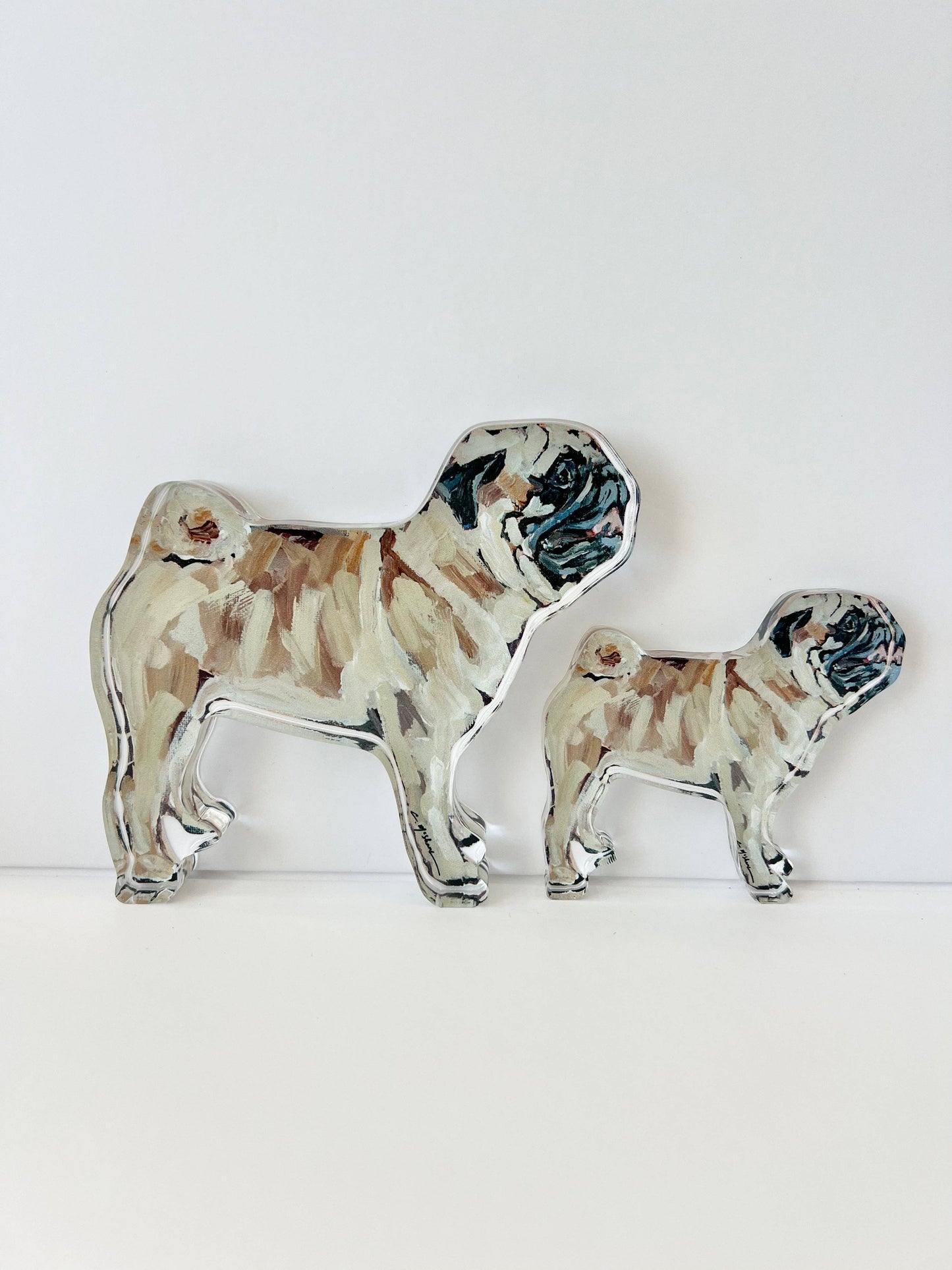 "Pug Fawn" Acrylic Small Shelfie