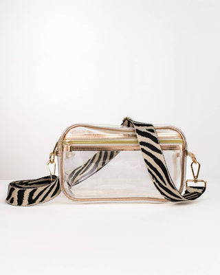 Jules Clear Cross Body   Gold   8x6x2.75
