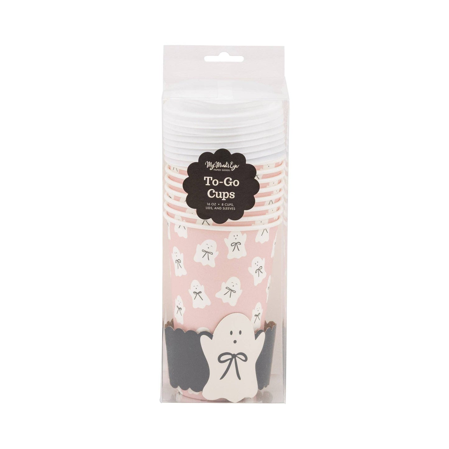 Bow Ghosts To Go Cups 16oz, 8ct