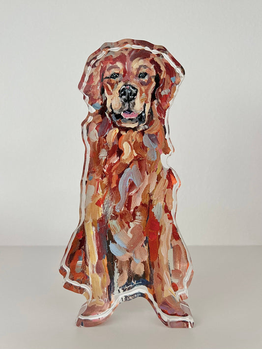 Red Golden Retriever Acrylic Small Shelfie